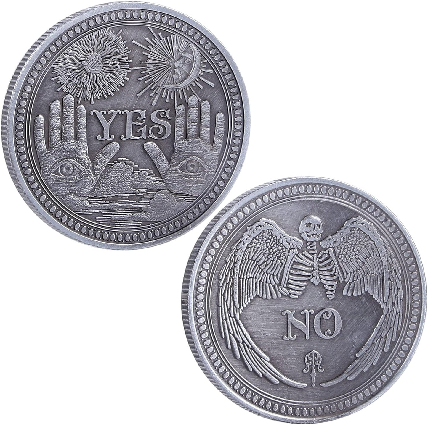 Yes No Coin Challenge Coin Decision Maker Coins Divination Gold Color or Silver Color | Occult | Witchcraft | Wicca | Spiritual | Altar Supplies | Metaphysical