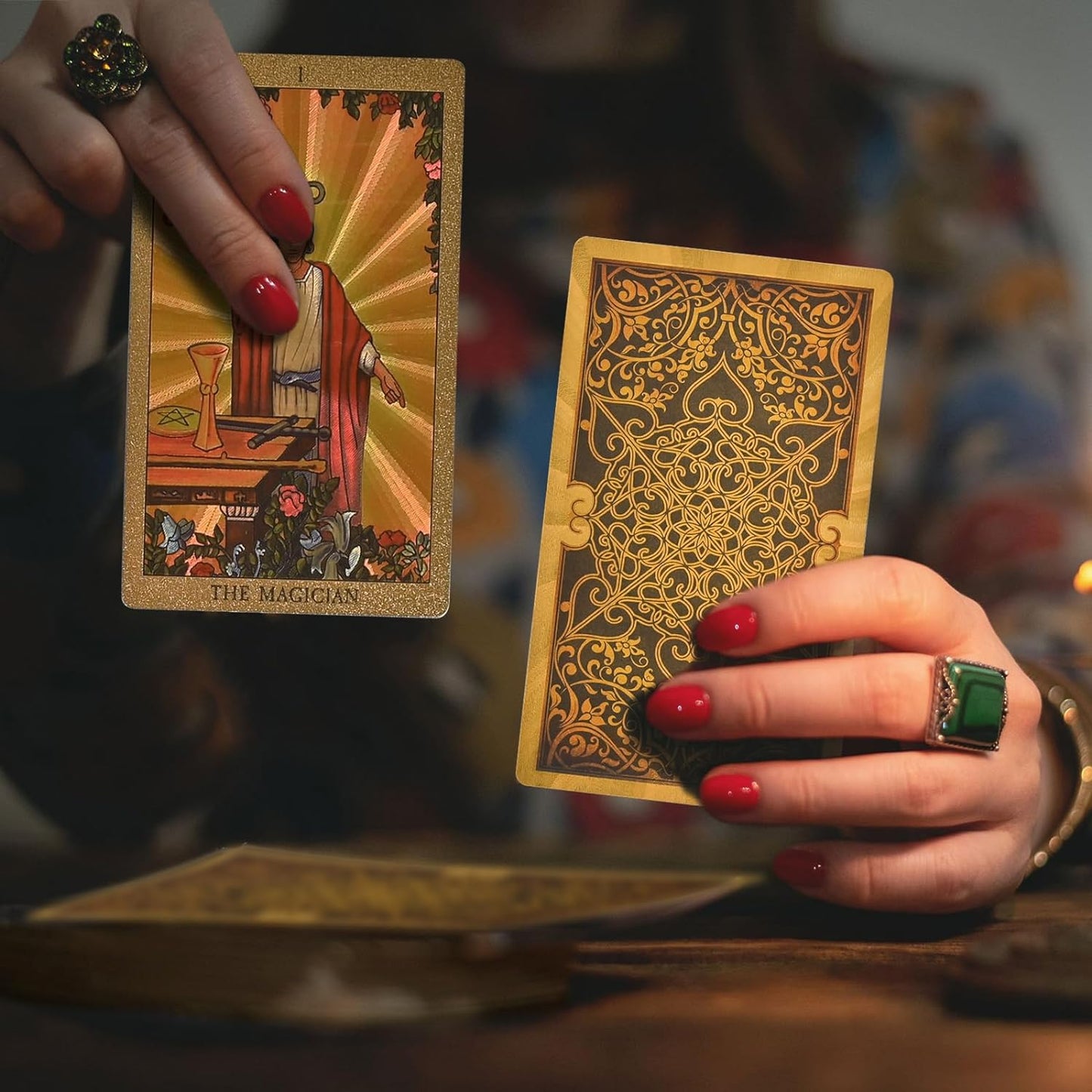 Classic Tarot Cards Rider - Waite style Gold Foil Tarot Deck - 78 Tarot Card Set with Guidebook, Beautiful Gold Foil Waterproof and Wear Resistant Tarot Cards