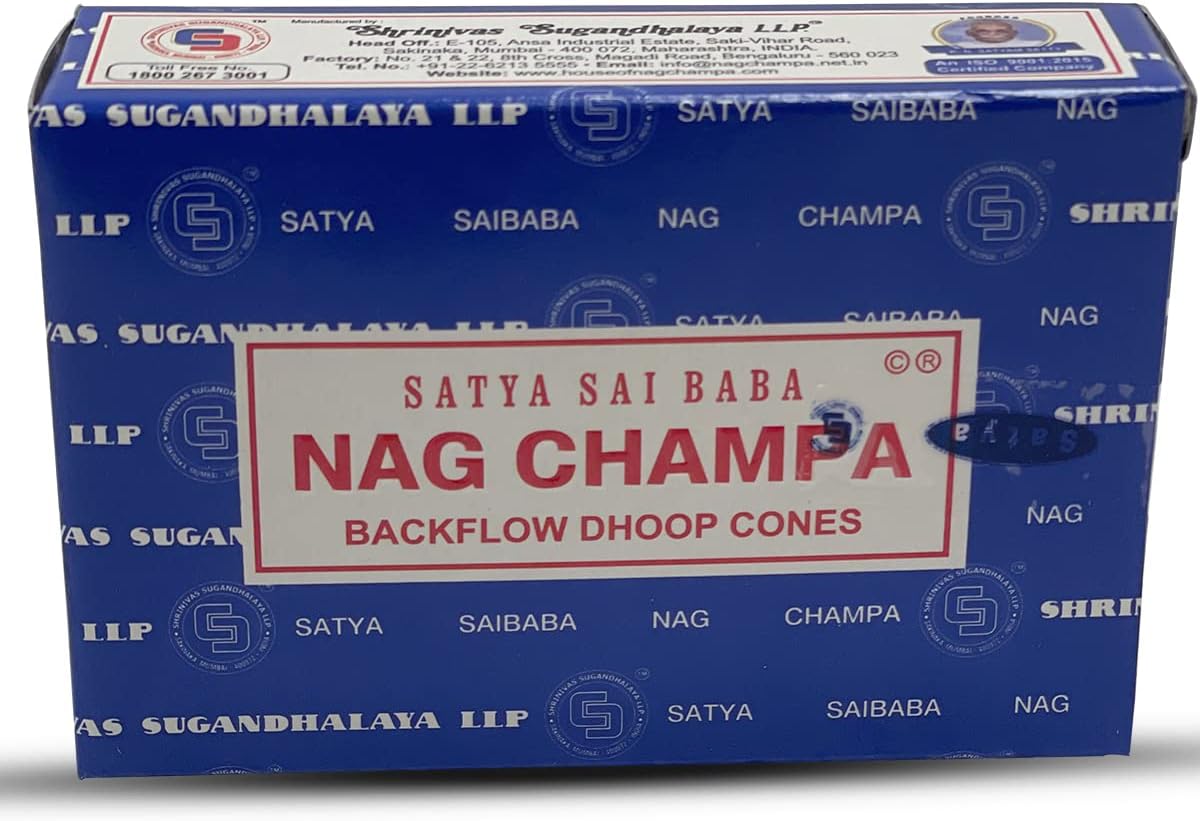 Nag Champa Backflow Incense Cones for Waterfall Aromatic Smoke Fountain Haze Falls and Mat Bundle - Pack of 6