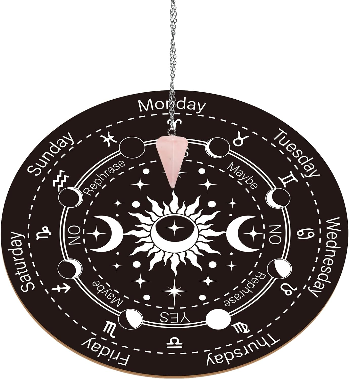 Large Wooden Pendulum Board with Pendulum Included 10" Large round Wooden Pendulum Board Dowsing Divination Metaphysical Board Witchcraft Wiccan Altar Supply Occult