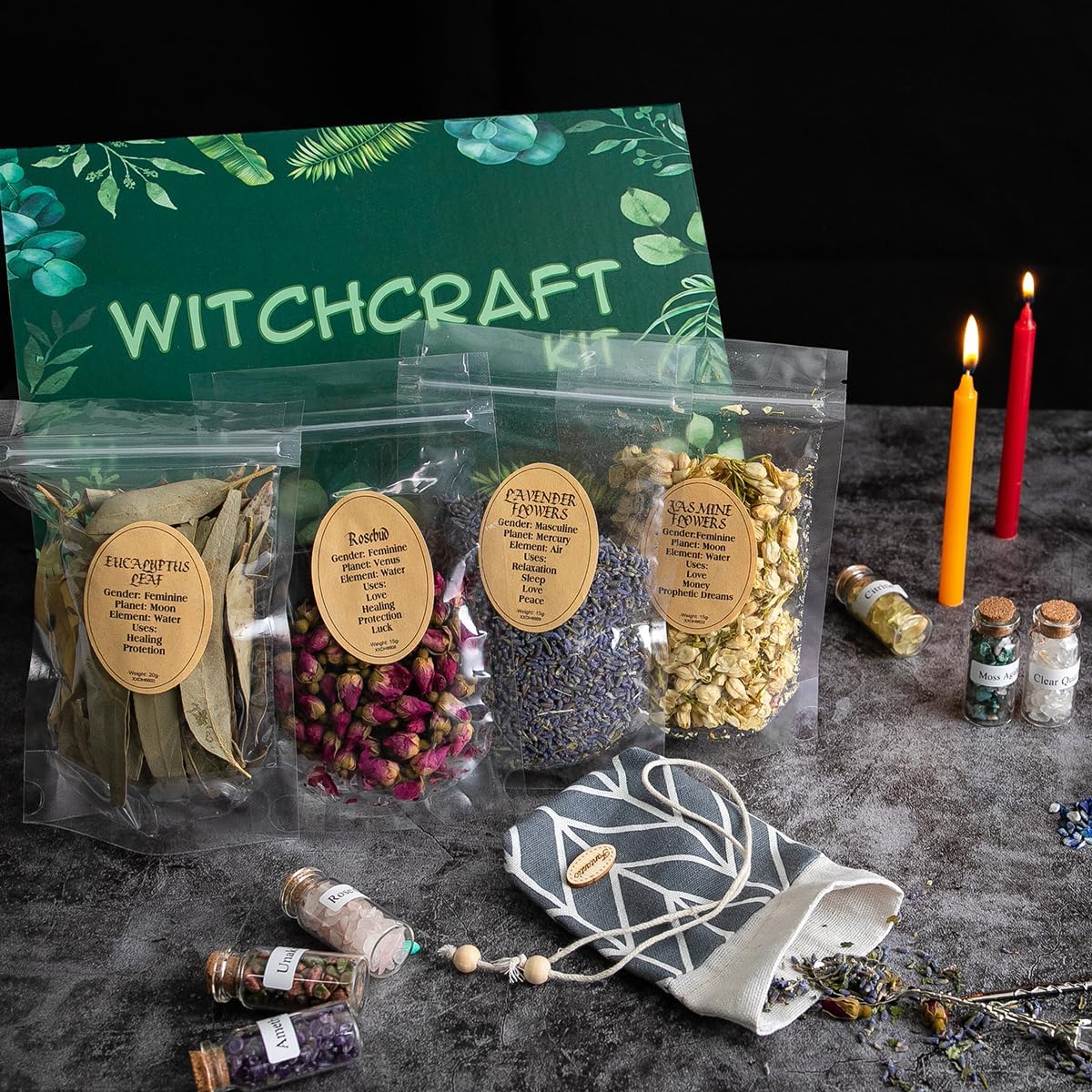 36Pcs Dried Herbs for Spellcraft, Witchcraft Supplies for Witch Spells, Pagan, Rituals, Metaphysical Divination Supplies