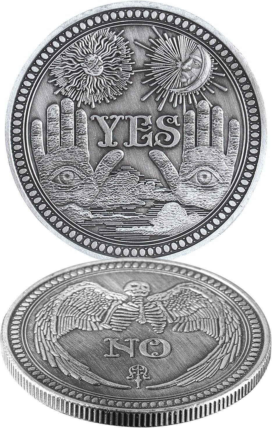 Yes No Coin Challenge Coin Decision Maker Coins Divination Gold Color or Silver Color | Occult | Witchcraft | Wicca | Spiritual | Altar Supplies | Metaphysical