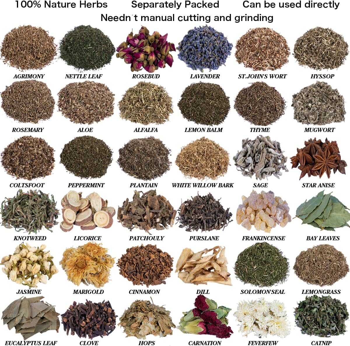 36Pcs Dried Herbs for Spellcraft, Witchcraft Supplies for Witch Spells, Pagan, Rituals, Metaphysical Divination Supplies