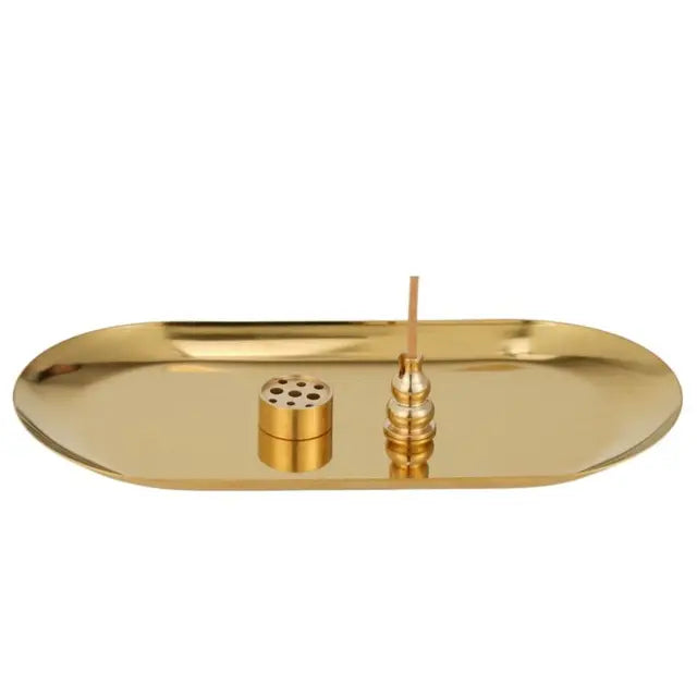 5 in 1 Incense Burner, Palo Santo Holder, Sage Holder, Incense Holder for Incense Sticks/Coil Incense/Incense Cones, 5.5 inches Brass Ash Catcher Smudge plate