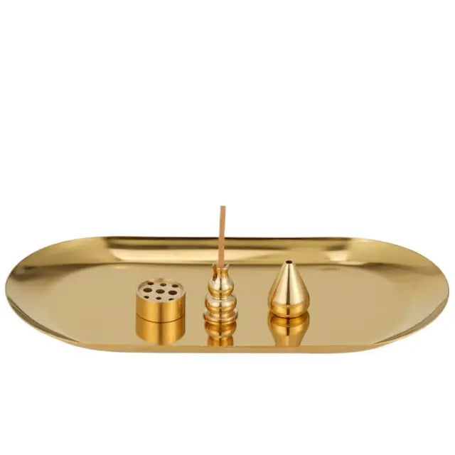 5 in 1 Incense Burner, Palo Santo Holder, Sage Holder, Incense Holder for Incense Sticks/Coil Incense/Incense Cones, 5.5 inches Brass Ash Catcher Smudge plate
