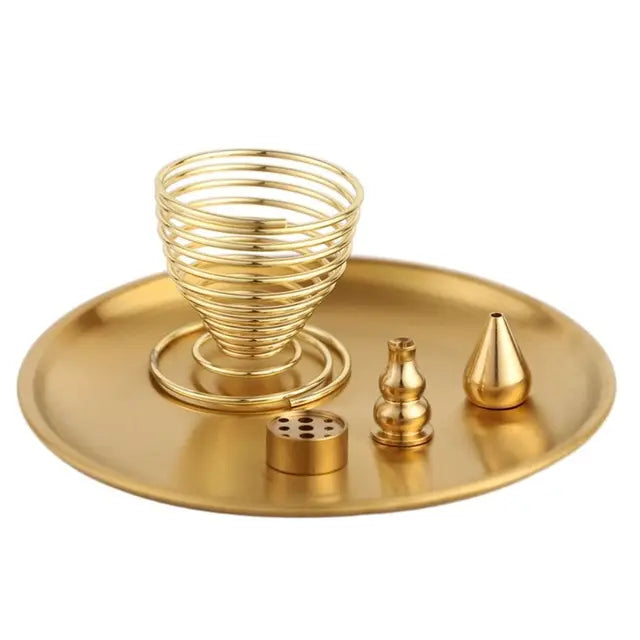 5 in 1 Incense Burner, Palo Santo Holder, Sage Holder, Incense Holder for Incense Sticks/Coil Incense/Incense Cones, 5.5 inches Brass Ash Catcher Smudge plate