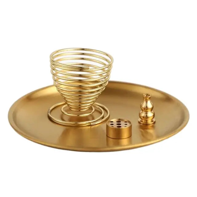 5 in 1 Incense Burner, Palo Santo Holder, Sage Holder, Incense Holder for Incense Sticks/Coil Incense/Incense Cones, 5.5 inches Brass Ash Catcher Smudge plate