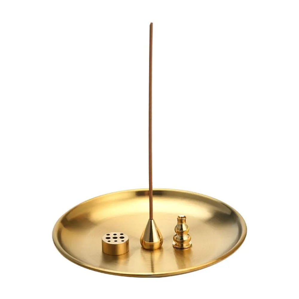 5 in 1 Incense Burner, Palo Santo Holder, Sage Holder, Incense Holder for Incense Sticks/Coil Incense/Incense Cones, 5.5 inches Brass Ash Catcher Smudge plate