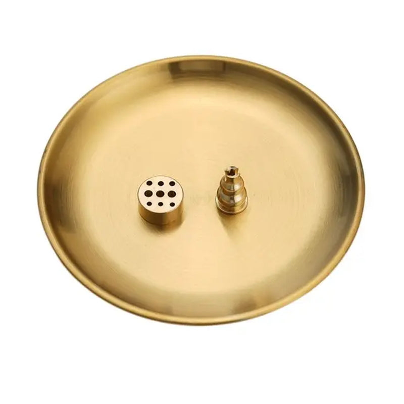 5 in 1 Incense Burner, Palo Santo Holder, Sage Holder, Incense Holder for Incense Sticks/Coil Incense/Incense Cones, 5.5 inches Brass Ash Catcher Smudge plate