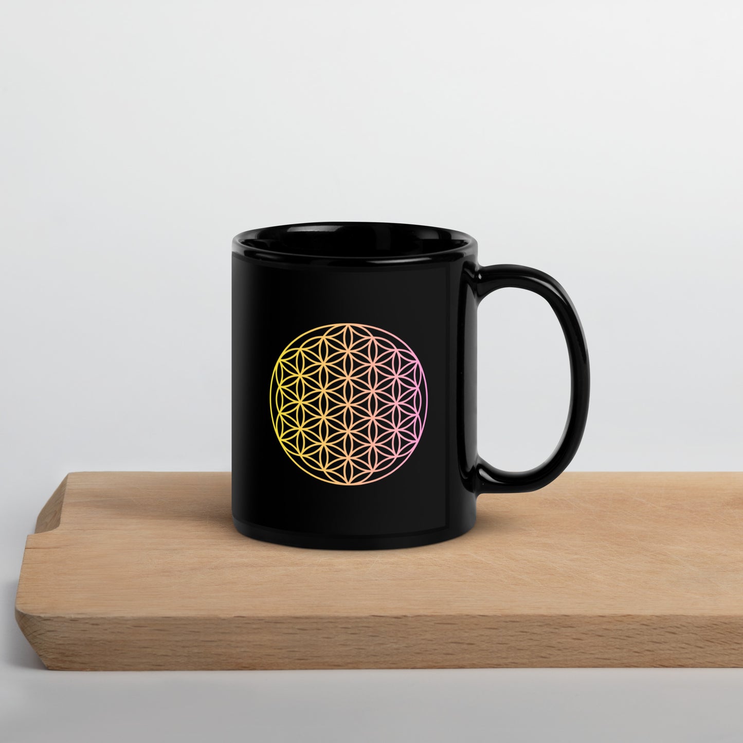 Flower of Life mug - Seed of Life coffee mug - Black Glossy Mug