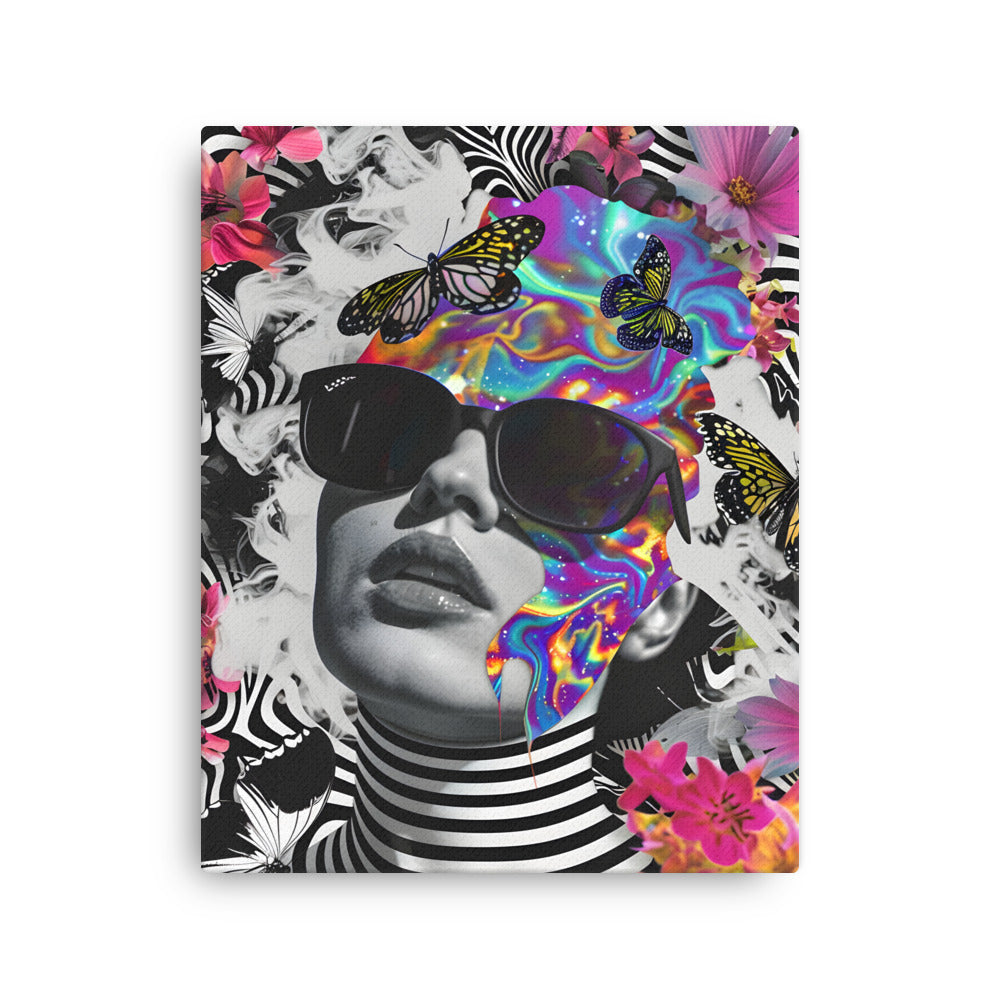 Harmony in Hues: Butterfly Dreams - psychedelic wall art - Thin canvas