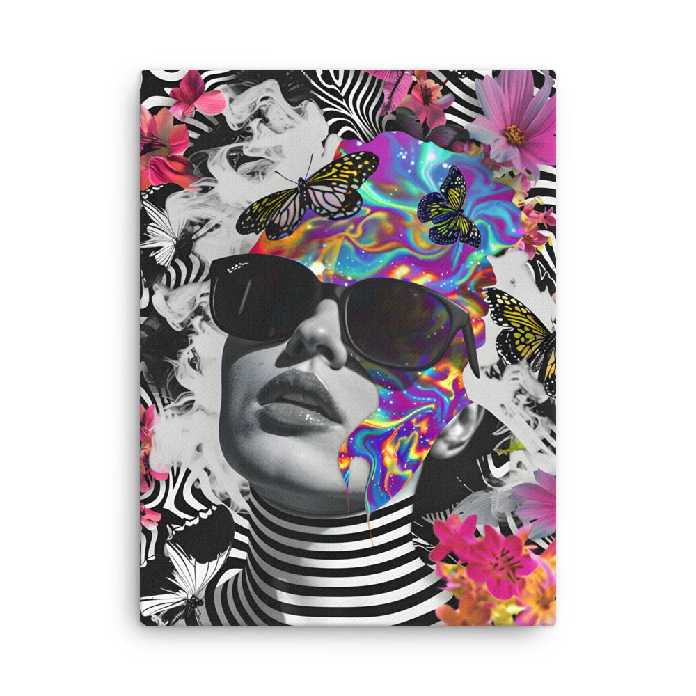 Harmony in Hues: Butterfly Dreams - psychedelic wall art - Thin canvas