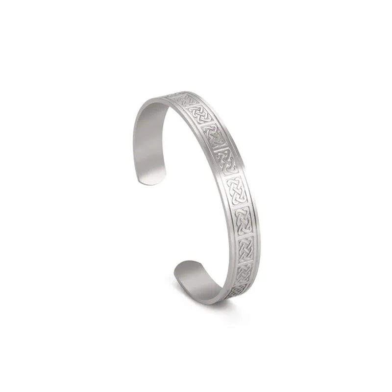 Triquetra Cuff Bangle for Women Men Stainless Steel Bracelet Jewelry Good Luck Protection Celtics Irish Knots