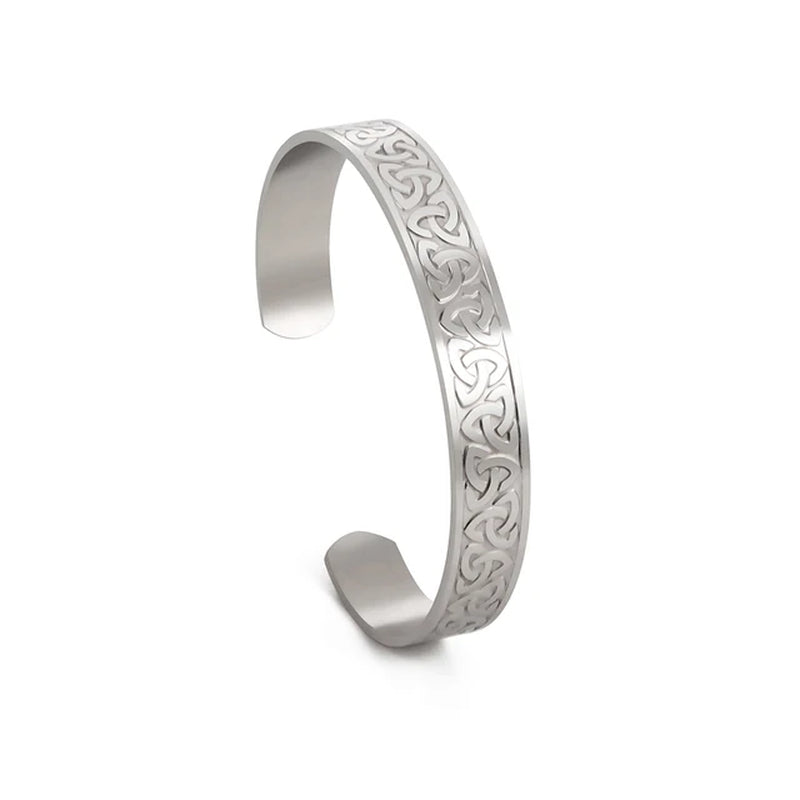 Triquetra Cuff Bangle for Women Men Stainless Steel Bracelet Jewelry Good Luck Protection Celtics Irish Knots