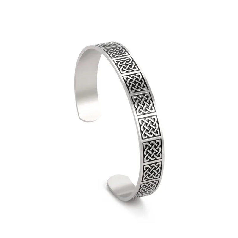 Triquetra Cuff Bangle for Women Men Stainless Steel Bracelet Jewelry Good Luck Protection Celtics Irish Knots