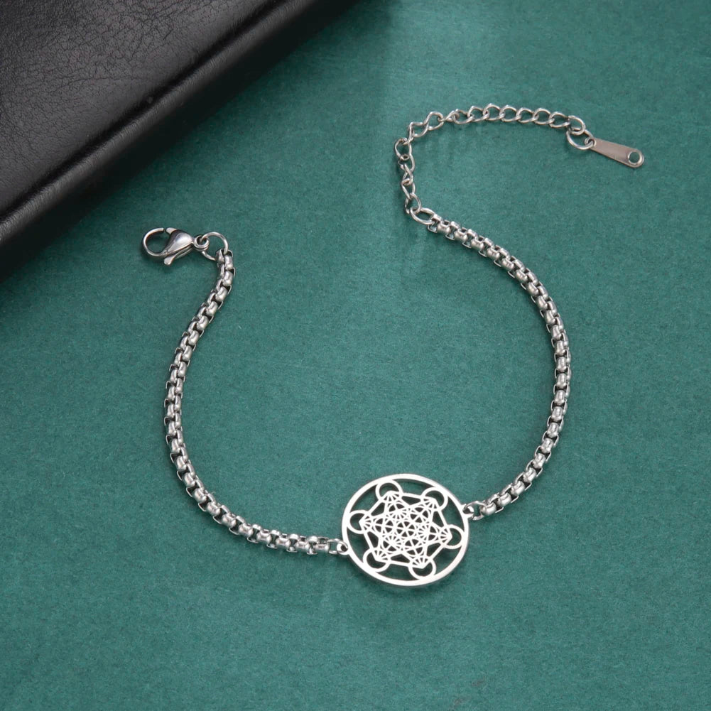 Archangel Metatron Cube Bracelet Sacred Geometry Box Chain Bracelet Stainless Steel Jewelry