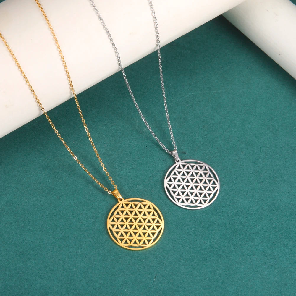 Flower of Life Sacred Geometry Stainless Steel Necklace