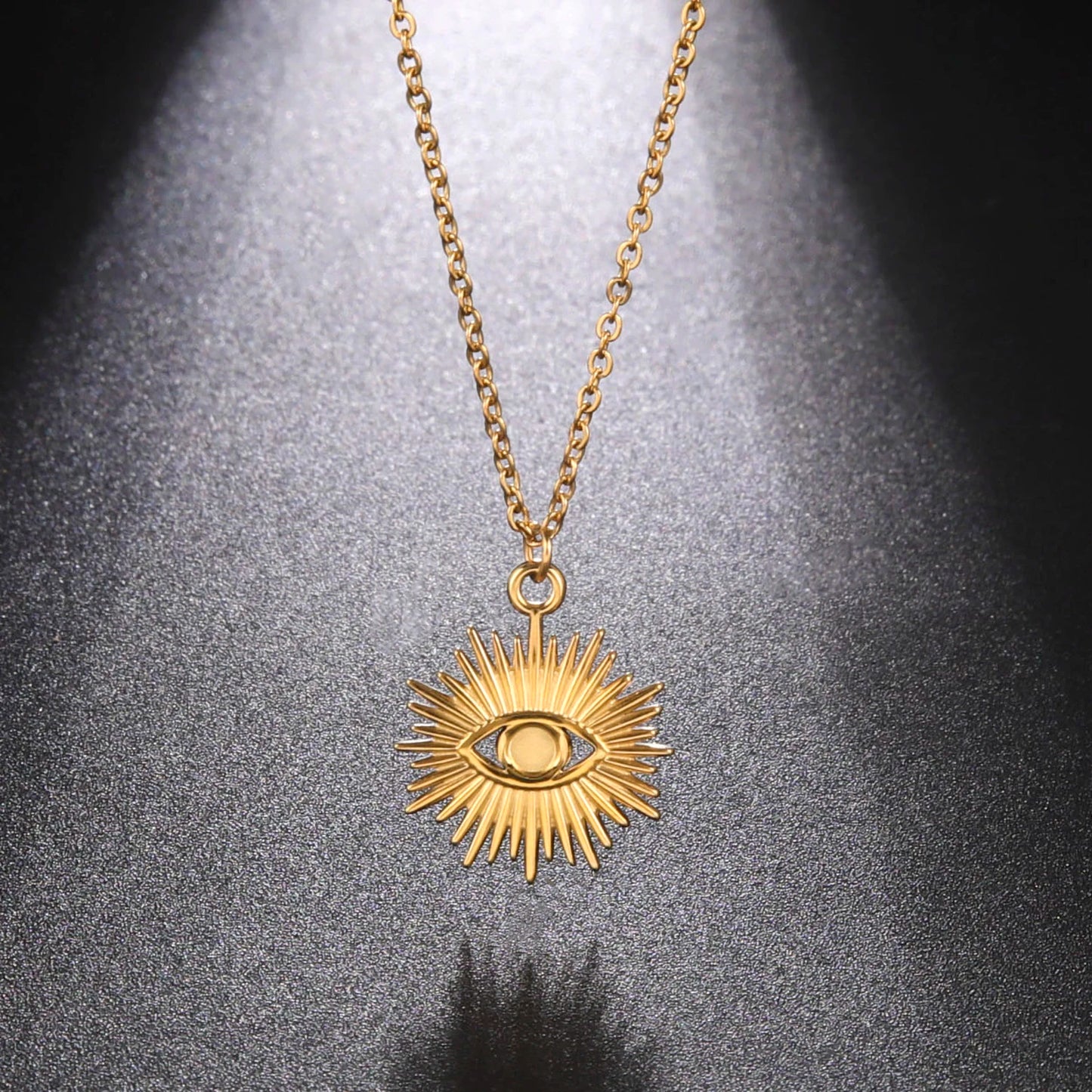 Turkish Evil Eye Pendant Necklace Stainless Steel Gold Color
