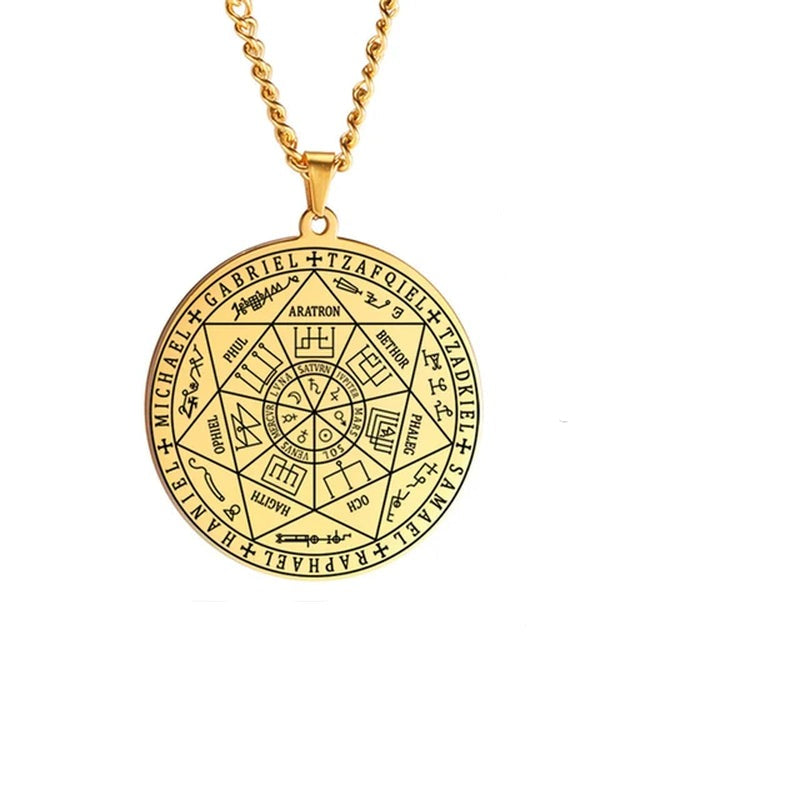 Seal of Solomon Seven Archangel Necklace Men Women Stainless Steel Jewelry