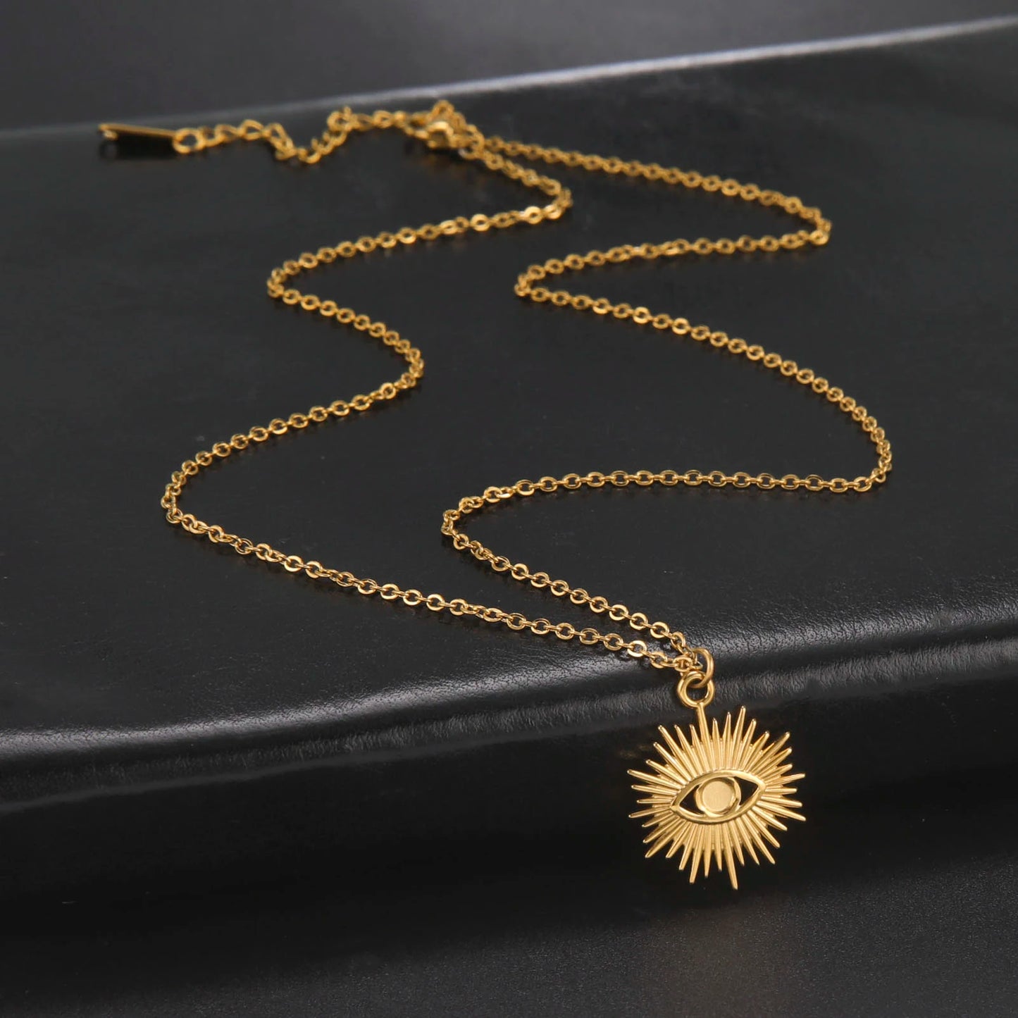 Turkish Evil Eye Pendant Necklace Stainless Steel Gold Color
