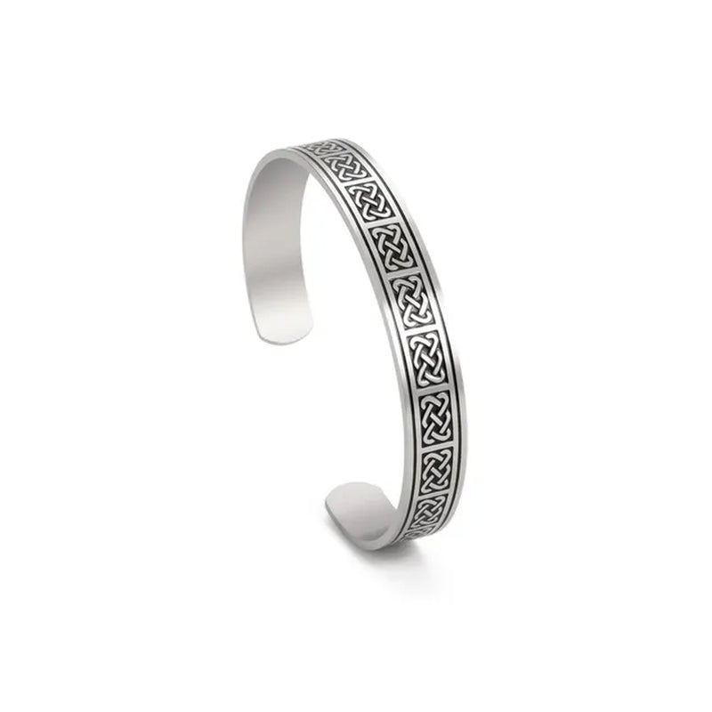 Triquetra Cuff Bangle for Women Men Stainless Steel Bracelet Jewelry Good Luck Protection Celtics Irish Knots