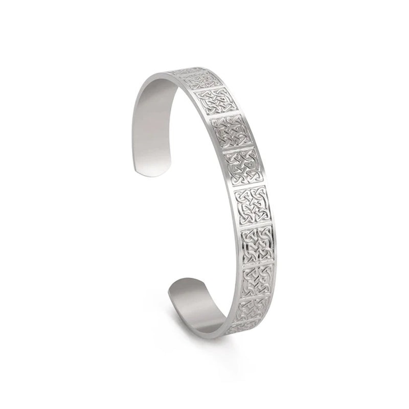 Triquetra Cuff Bangle for Women Men Stainless Steel Bracelet Jewelry Good Luck Protection Celtics Irish Knots