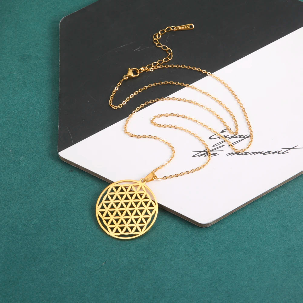 Flower of Life Sacred Geometry Stainless Steel Necklace