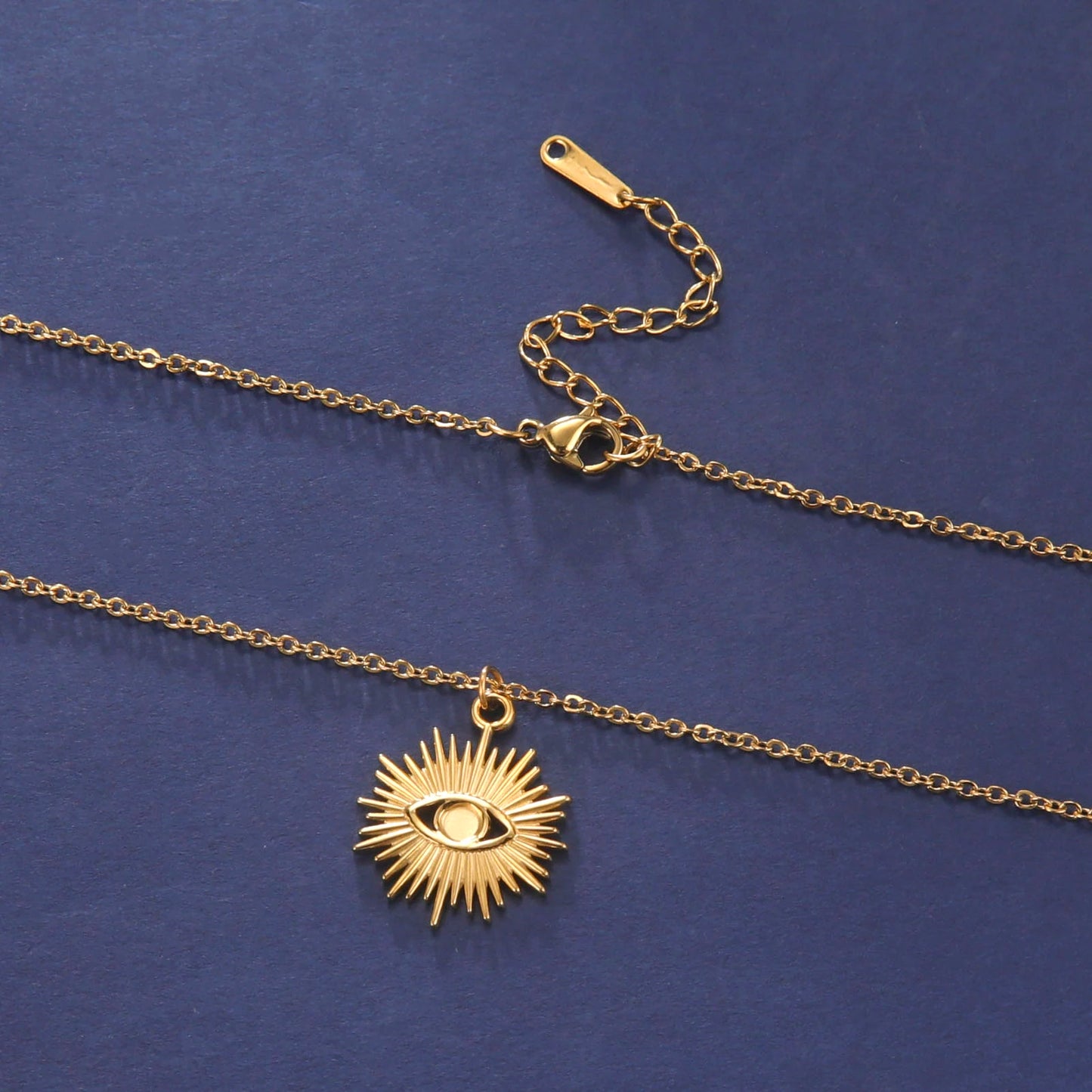 Turkish Evil Eye Pendant Necklace Stainless Steel Gold Color