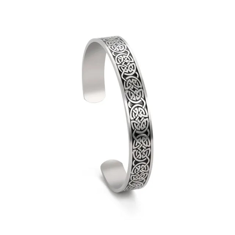 Triquetra Cuff Bangle for Women Men Stainless Steel Bracelet Jewelry Good Luck Protection Celtics Irish Knots