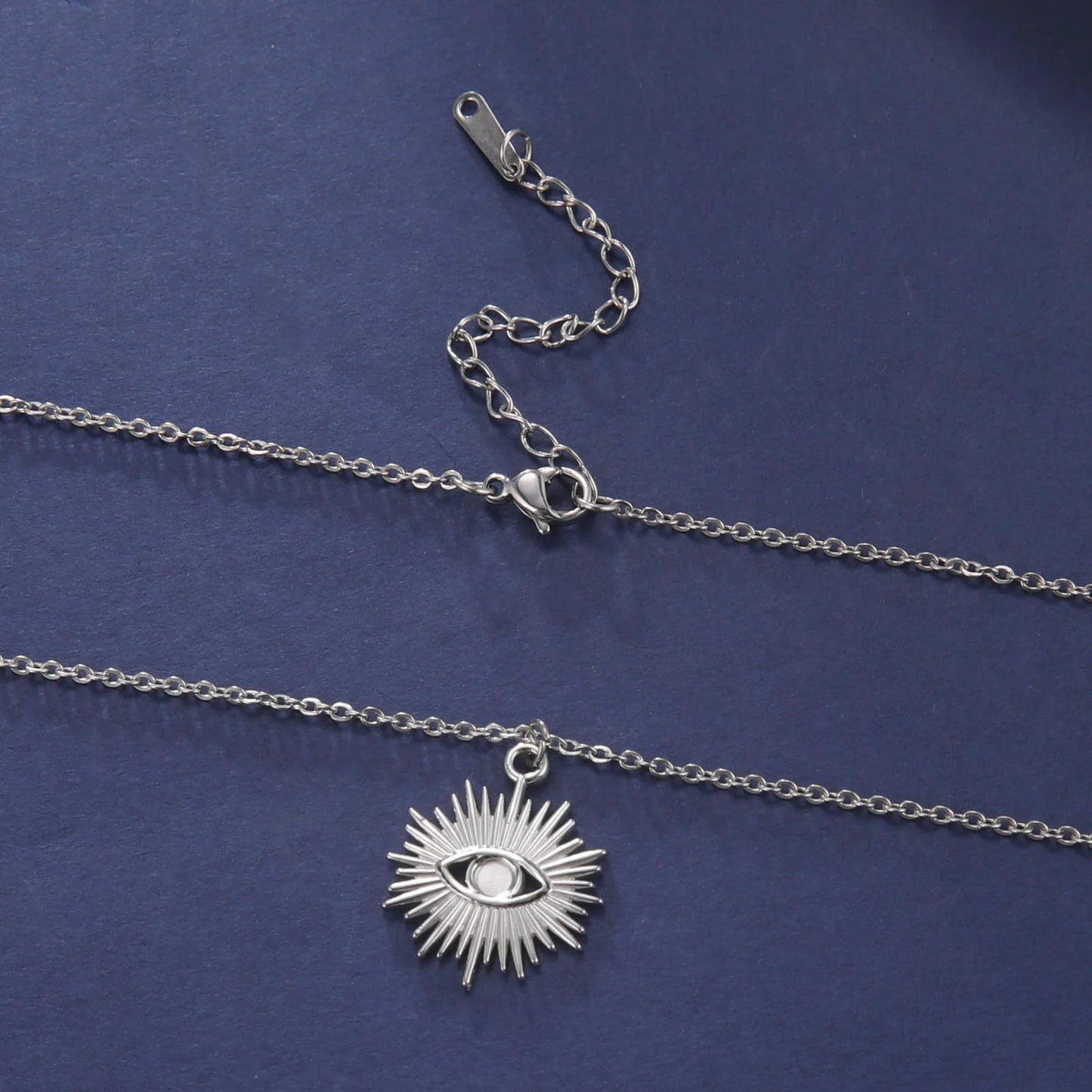 Turkish Evil Eye Pendant Necklace Stainless Steel Gold Color