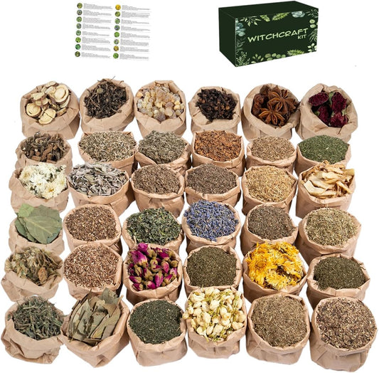 36Pcs Dried Herbs for Spellcraft, Witchcraft Supplies for Witch Spells, Pagan, Rituals, Metaphysical Divination Supplies 