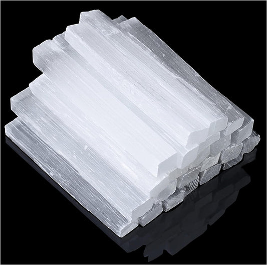 12 PCs Selenite Sticks Large Selenite Crystal Wands 4 inch White Raw Rough Crystals Bulk for Healing Reiki Metaphysical Energy Drawing Protection Wiccan Altar Supplies