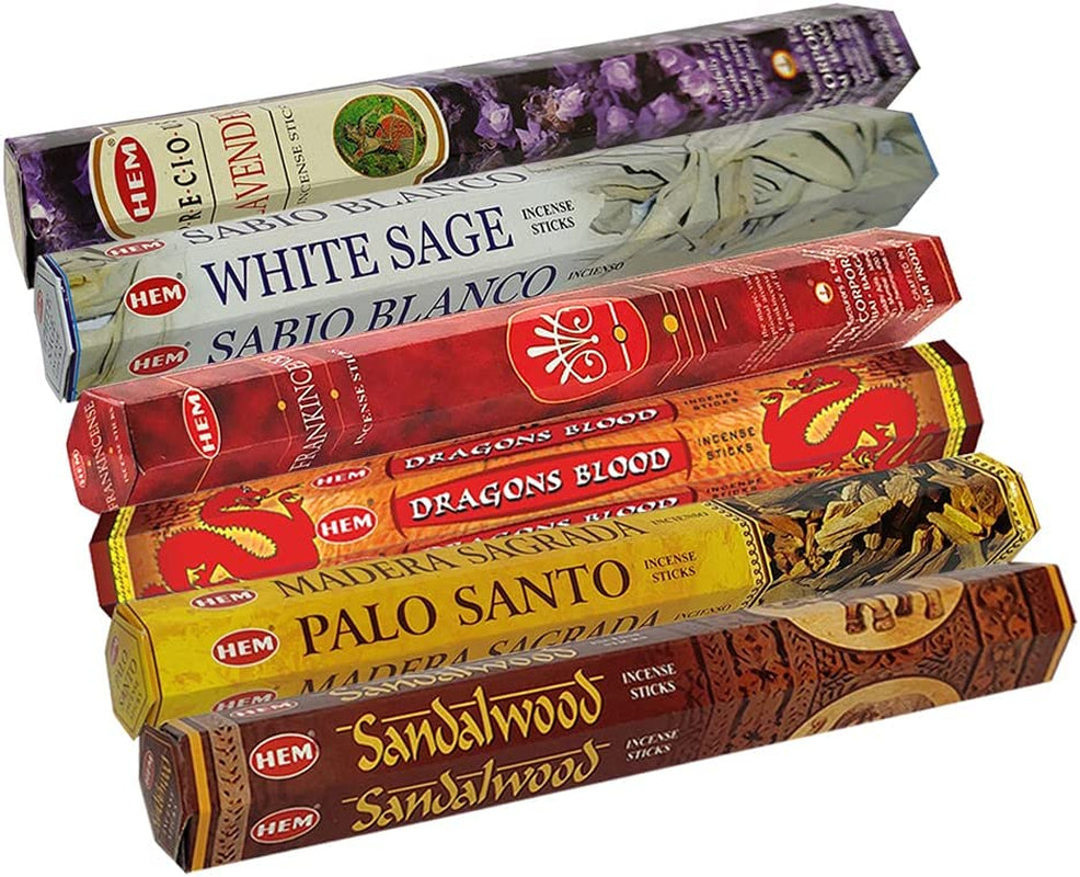 Hem Incense Sticks Variety Pack and Incense Stick Bundle with incense holder - 6 Classic Fragrances