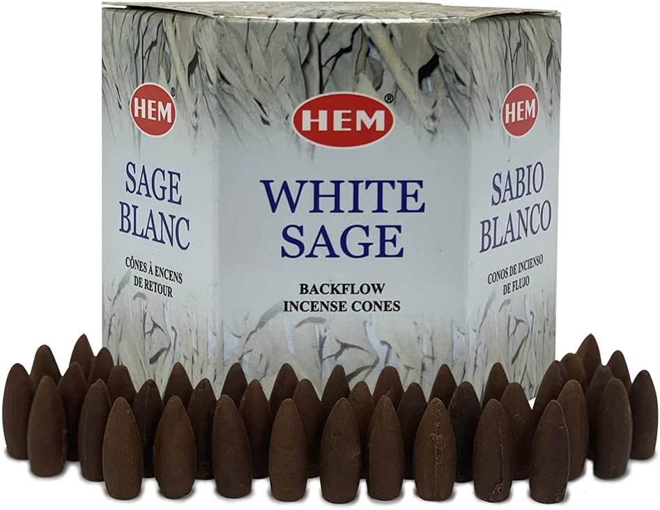 White Sage Backflow Incense Cones for Waterfall and Mat Bundle Inciensos Aromaticos|Incienso|Inciense|Insienso