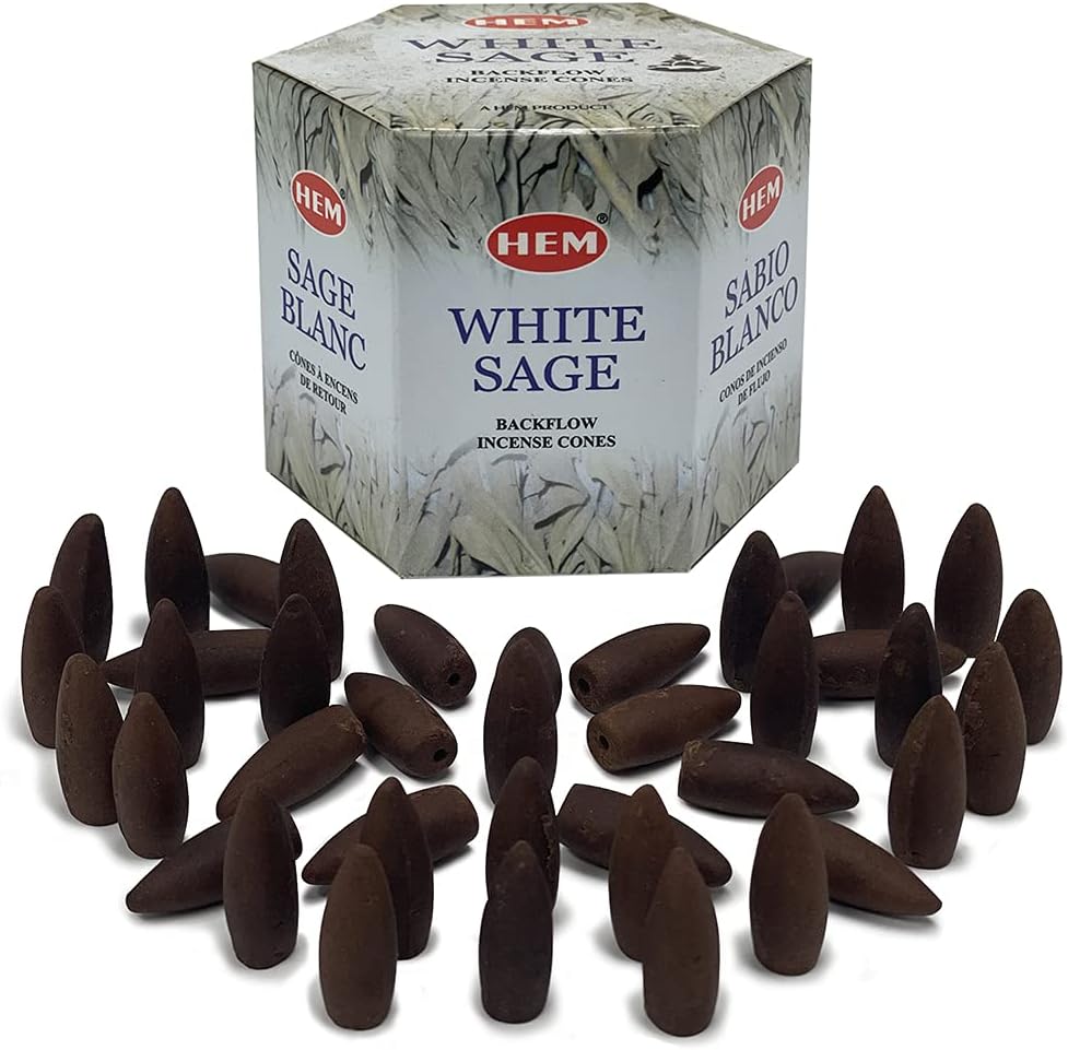 White Sage Backflow Incense Cones for Waterfall and Mat Bundle Inciensos Aromaticos|Incienso|Inciense|Insienso