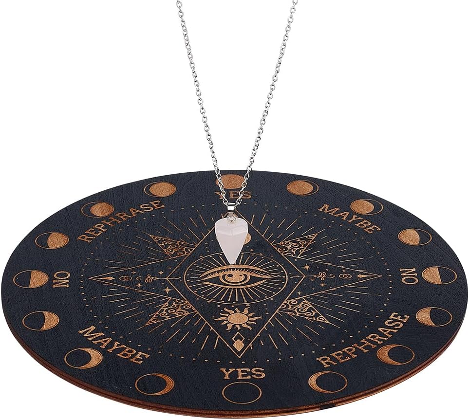 Large Pendulum Board 7.8" , Wooden Dowsing Planchette with Pendulum Included | Witchcraft Divination Tools for Spirit Altar Decoration Altar Supplies | Witchcraft Supplies | Metaphysical supplies | Occult