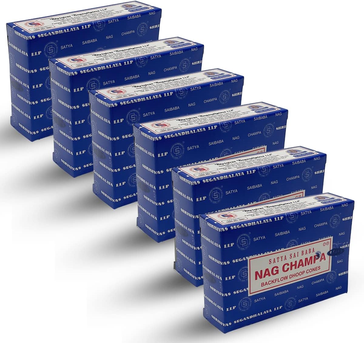 Nag Champa Backflow Incense Cones for Waterfall Aromatic Smoke Fountain Haze Falls and Mat Bundle - Pack of 6