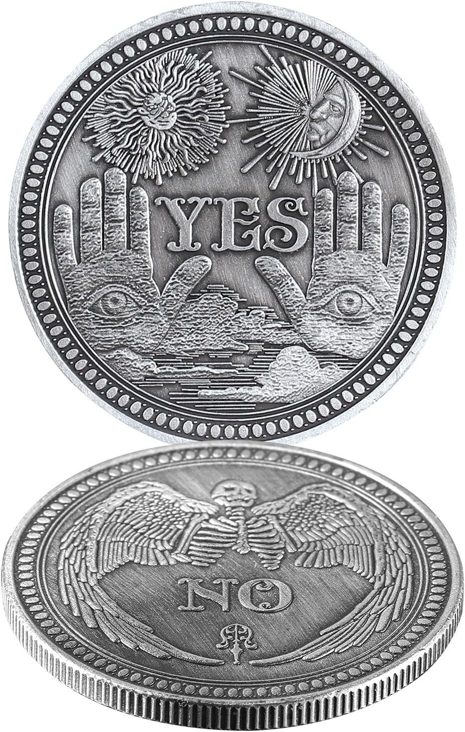 Yes No Coin Challenge Coin Decision Maker Coins Divination Gold Color or Silver Color | Occult | Witchcraft | Wicca | Spiritual | Altar Supplies | Metaphysical 