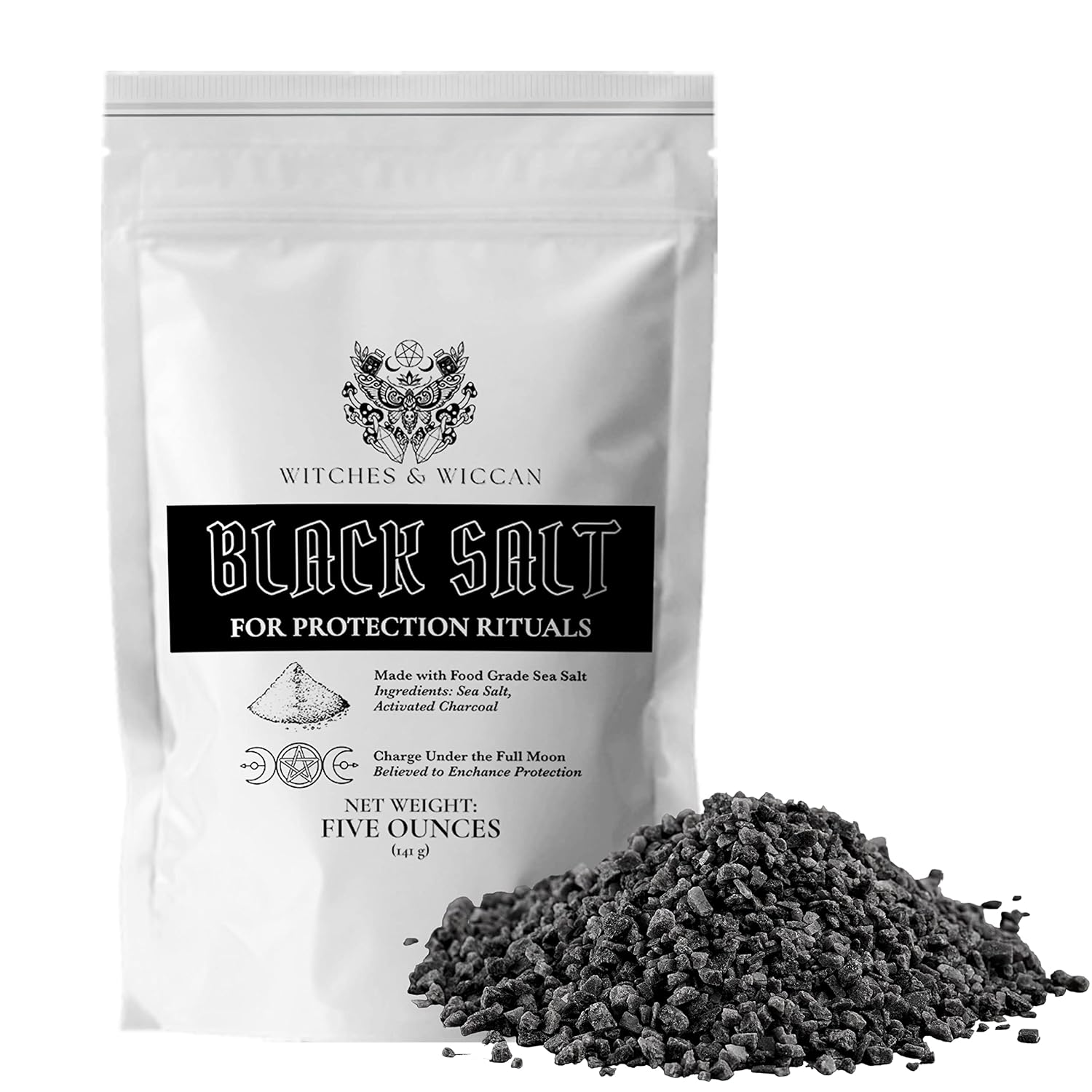 Black Salt for Protection Rituals, Wiccan Supplies, Sal Negra Para Rituales De Brujeria (2 Oz Bag) - Witches & Wiccan Witchcraft Supplies