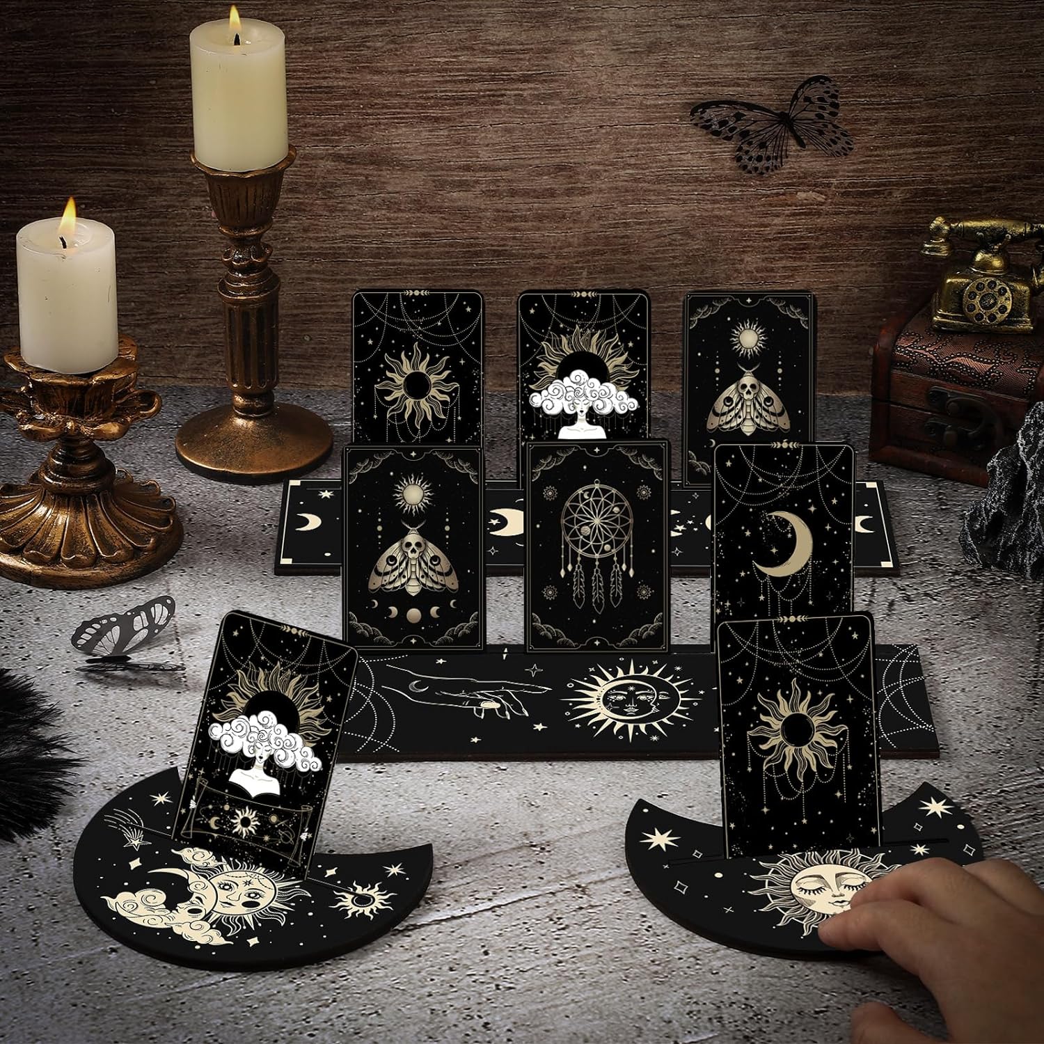 5 Sets Of Tarot Card Stands Tarot Card Holder 10 Pieces Total Moon Shape Oracle Tarot Card Divination