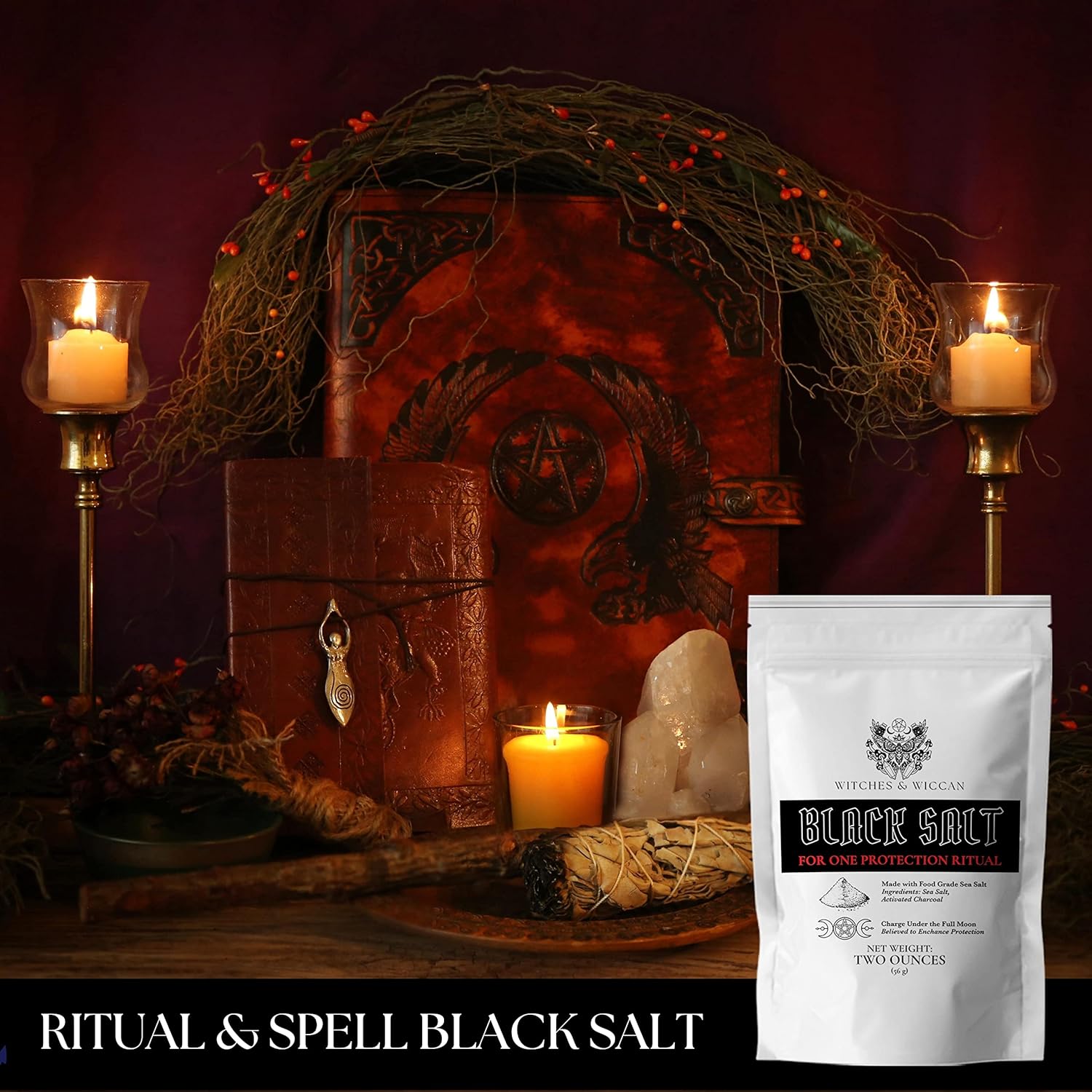 Black Salt for Protection Rituals, Wiccan Supplies, Sal Negra Para Rituales De Brujeria (2 Oz Bag) - Witches & Wiccan Witchcraft Supplies