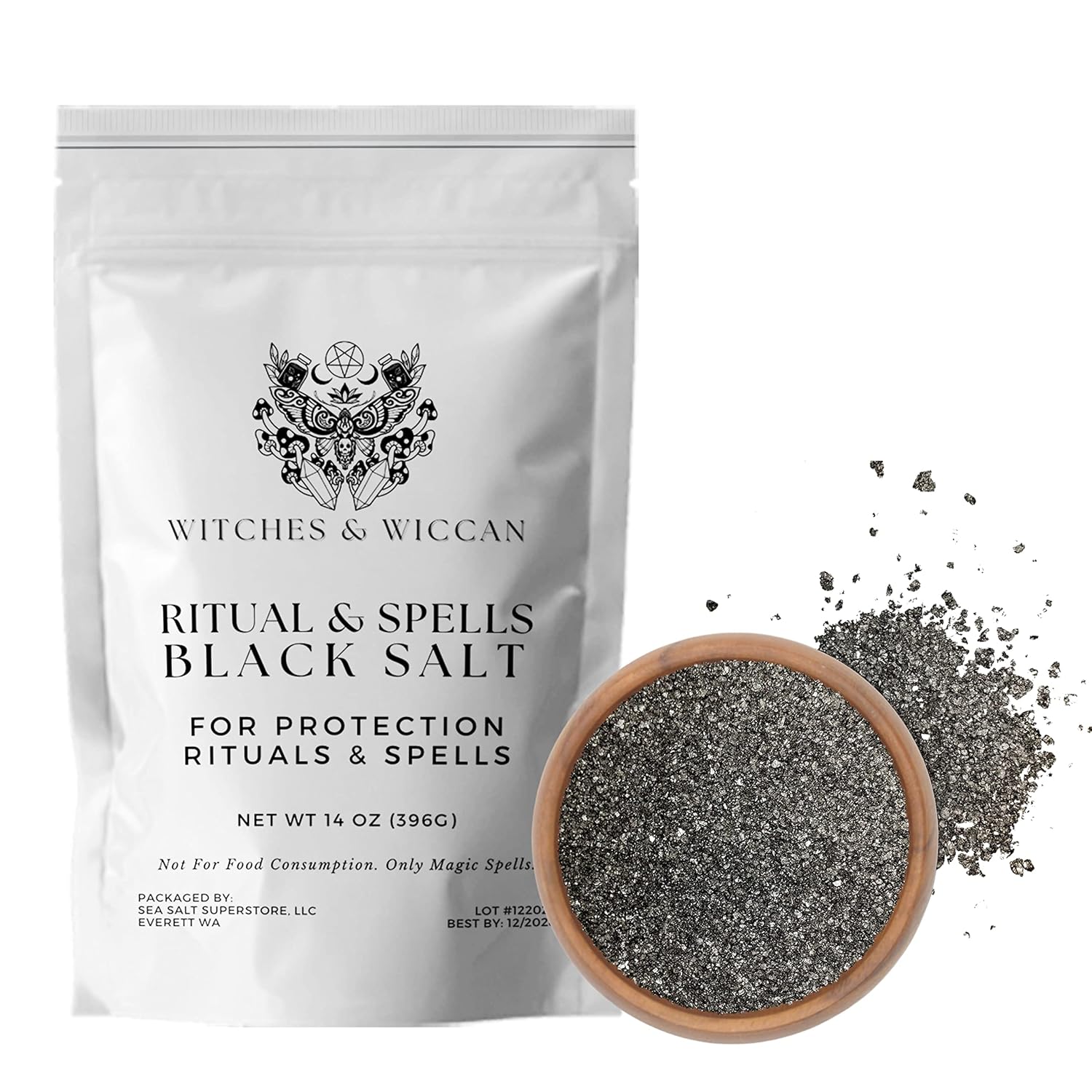 Black Salt for Protection Rituals, Wiccan Supplies, Sal Negra Para Rituales De Brujeria (2 Oz Bag) - Witches & Wiccan Witchcraft Supplies