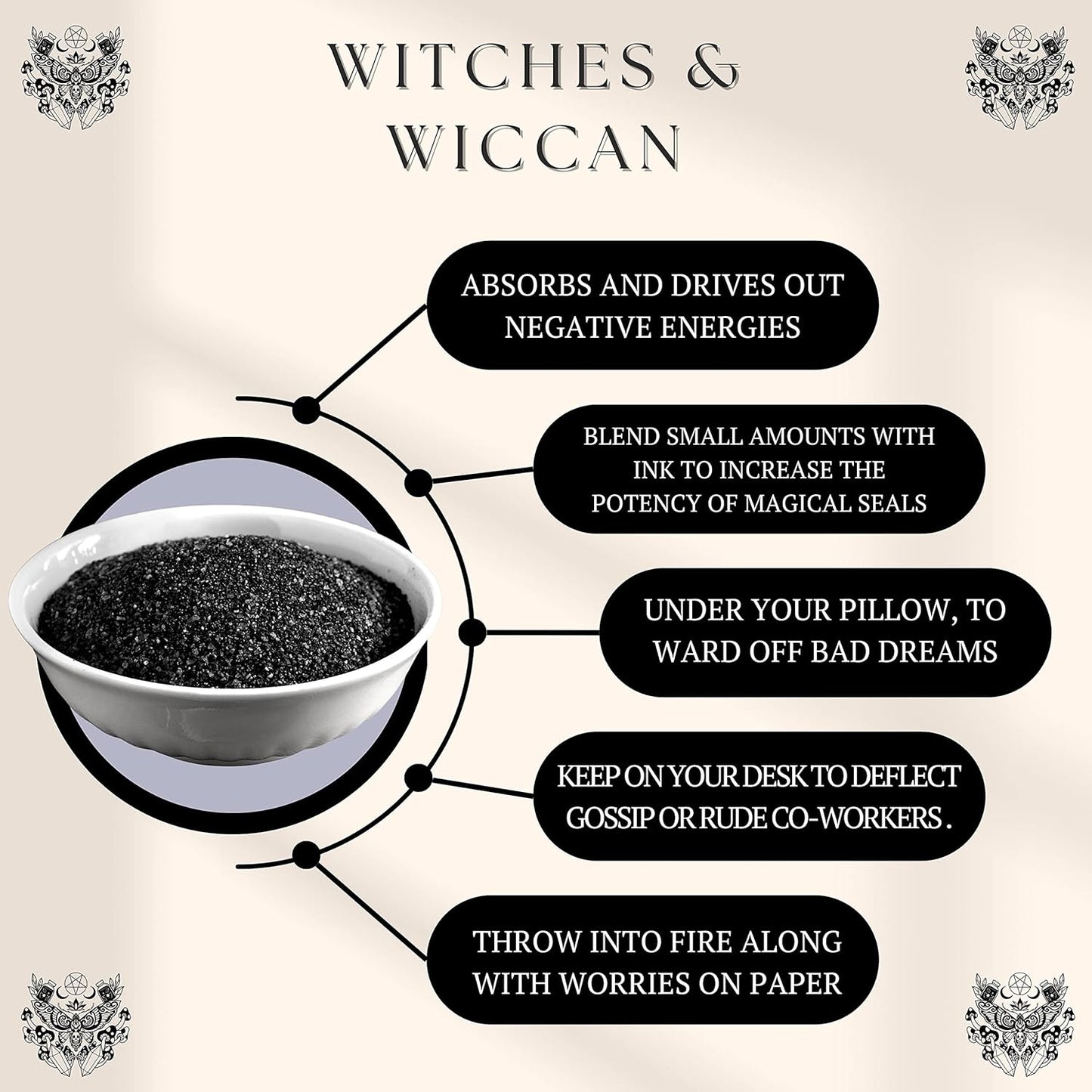 Black Salt for Protection Rituals, Wiccan Supplies, Sal Negra Para Rituales De Brujeria (2 Oz Bag) - Witches & Wiccan Witchcraft Supplies