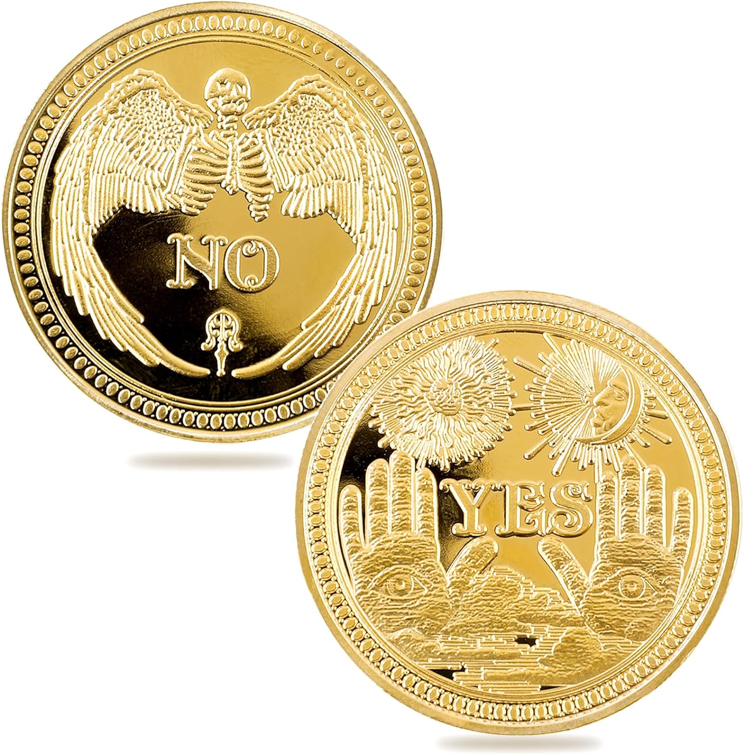 Yes No Coin Challenge Coin Decision Maker Coins Divination Gold Color or Silver Color | Occult | Witchcraft | Wicca | Spiritual | Altar Supplies | Metaphysical 