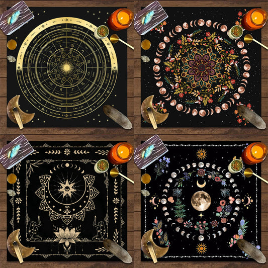 Tarot Tablecloth Board Game Decorative Cloth Have Your Power Mandala Moon Phase Floral Butterfly Tablecloth