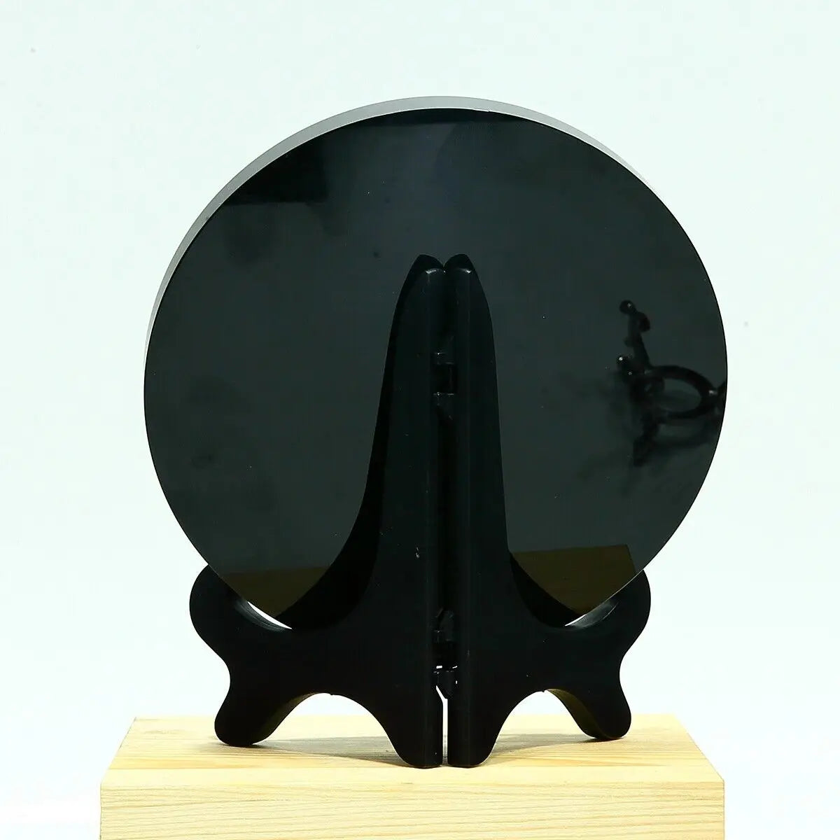 Natural Obsidian Scrying Mirror with Stand - Divination Mirror Feng Shui Mirror Decoration Meditation Gem