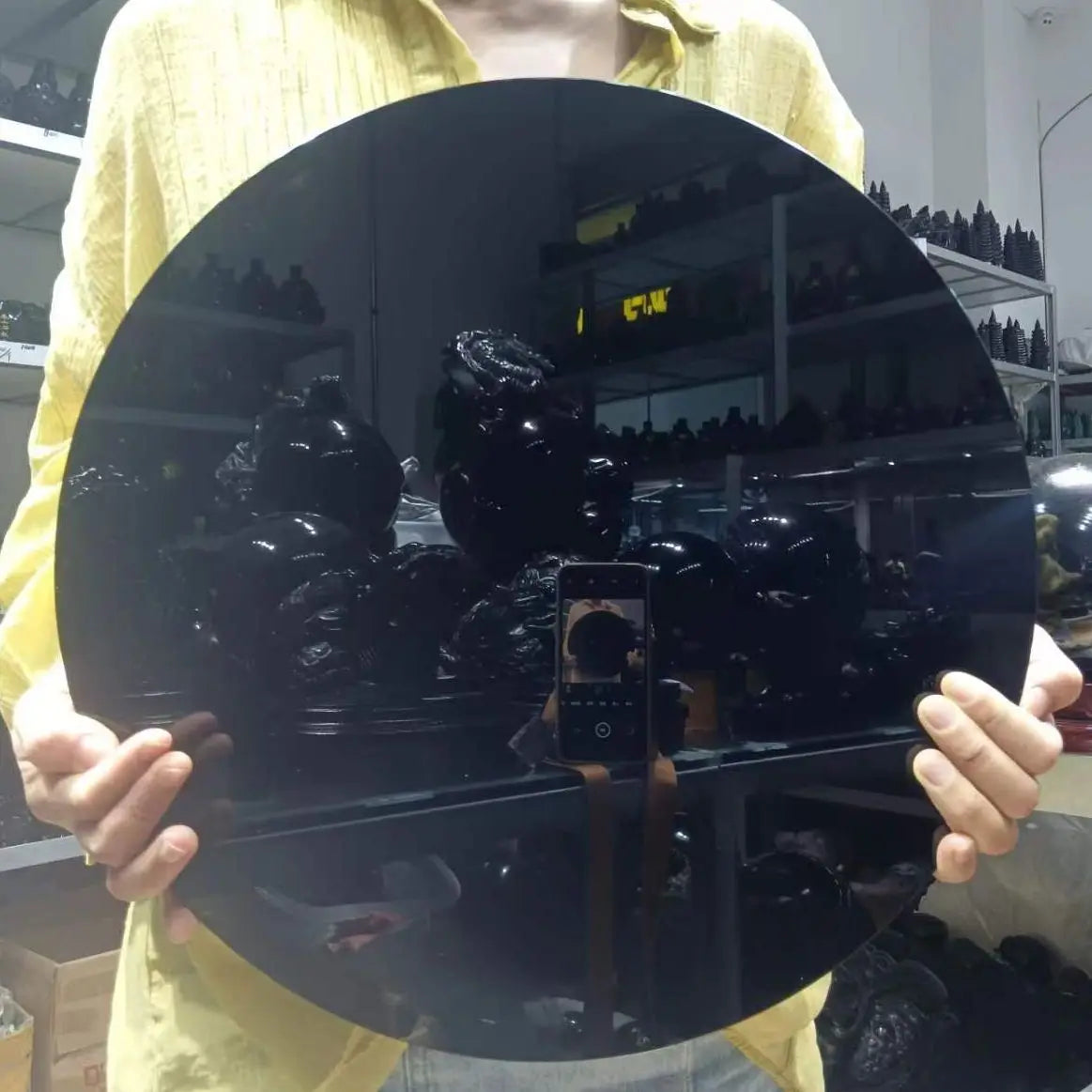 Natural Obsidian Scrying Mirror with Stand - Divination Mirror Feng Shui Mirror Decoration Meditation Gem