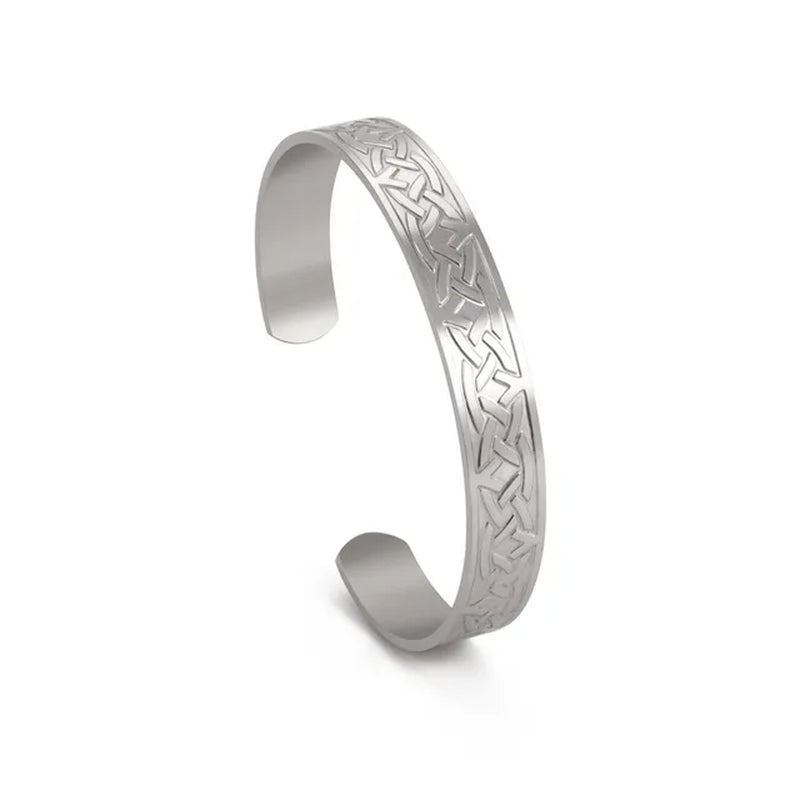 Triquetra Cuff Bangle for Women Men Stainless Steel Bracelet Jewelry Good Luck Protection Celtics Irish Knots 