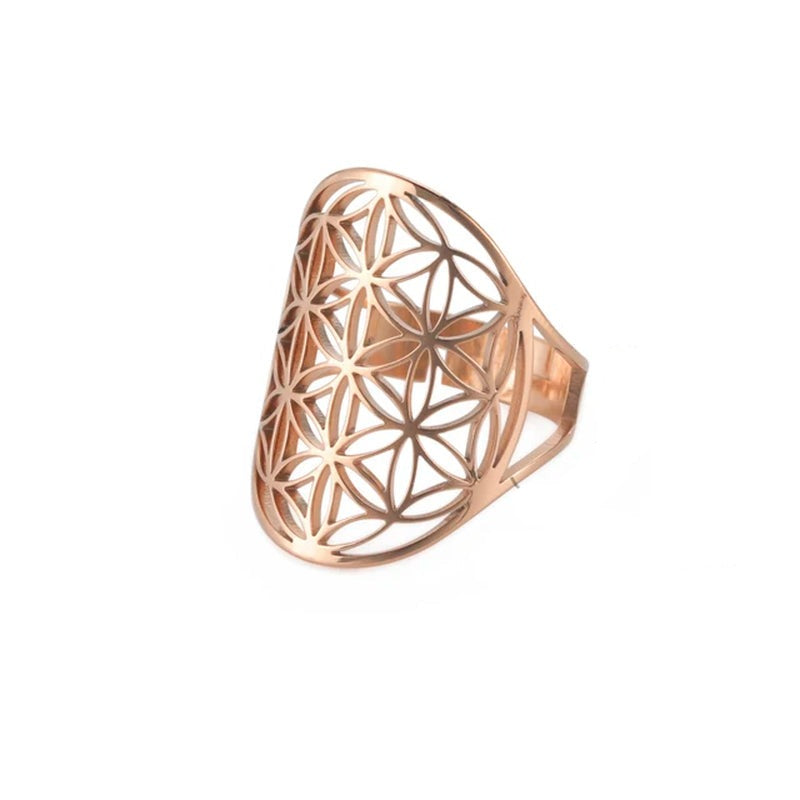 Flower of Life Ring Stainless Steel Jewelry Sacred Geometry Rings 