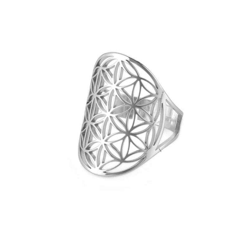 Flower of Life Ring Stainless Steel Jewelry Sacred Geometry Rings 